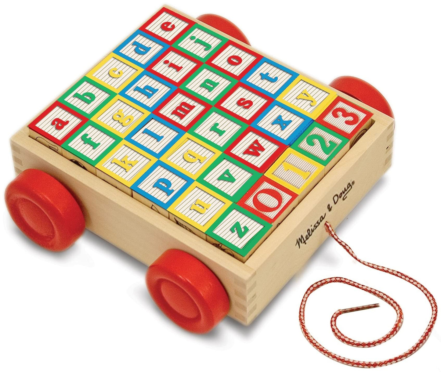Melissa & Doug Classic ABC Block Cart - Multi Color, 1 Count (Pack of 1) - Educational Toy for Early Learning
