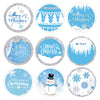 Blue Christmas Stickers 180 Pcs Blue Christmas Snowflake Round Sticker Kit Decoration Christmas Party Supplies Favors