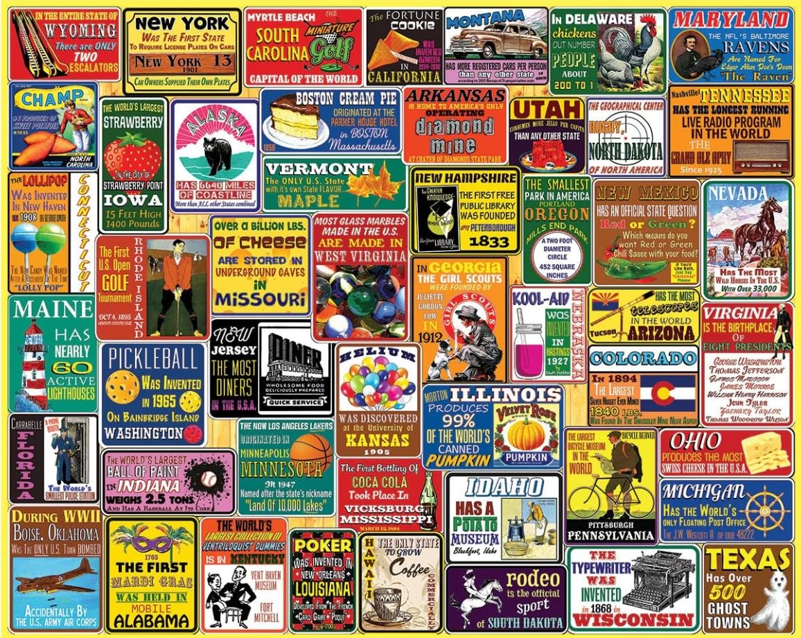 White Mountain State Trivia 1000 Pieces Jigsaw Puzzle for Adults and Families
