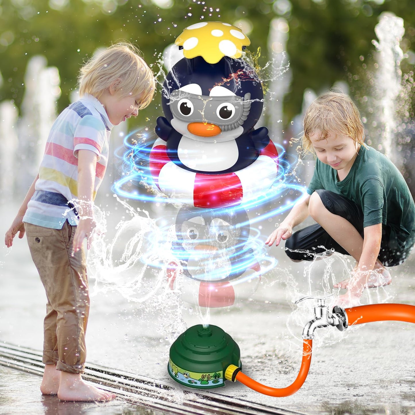UXSIO Sprinkler Rocket Launcher Outdoor Water Toys, Summer Rocket Sprinkler for Kids, for Boys & Girls Age 3 4 5 6 7 8