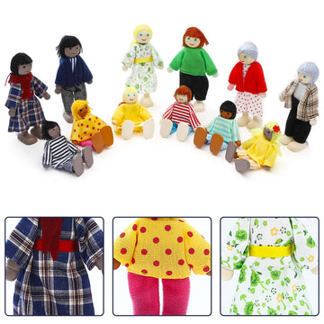 ONEST 23 Pieces Wooden Dollhouse Family Set Mini People Figures Dollhouse Dolls Wooden Doll Family Pretend Play Figures Accessor