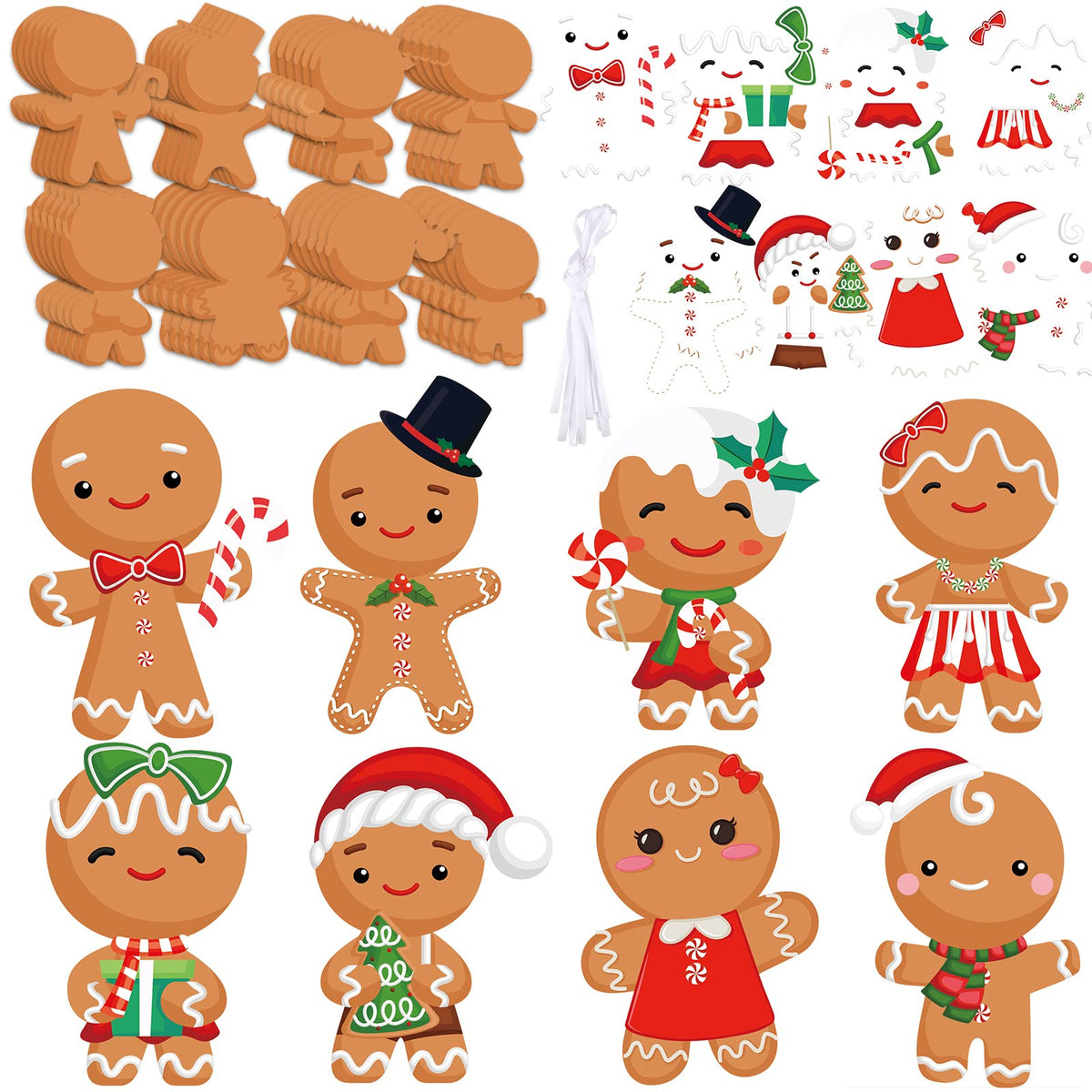 48 Pieces Christmas Gingerbread Man Craft Kit For Kids Make Your Own Gingerbread Man Ornament Diy Gingerbread Man Christmas Tree
