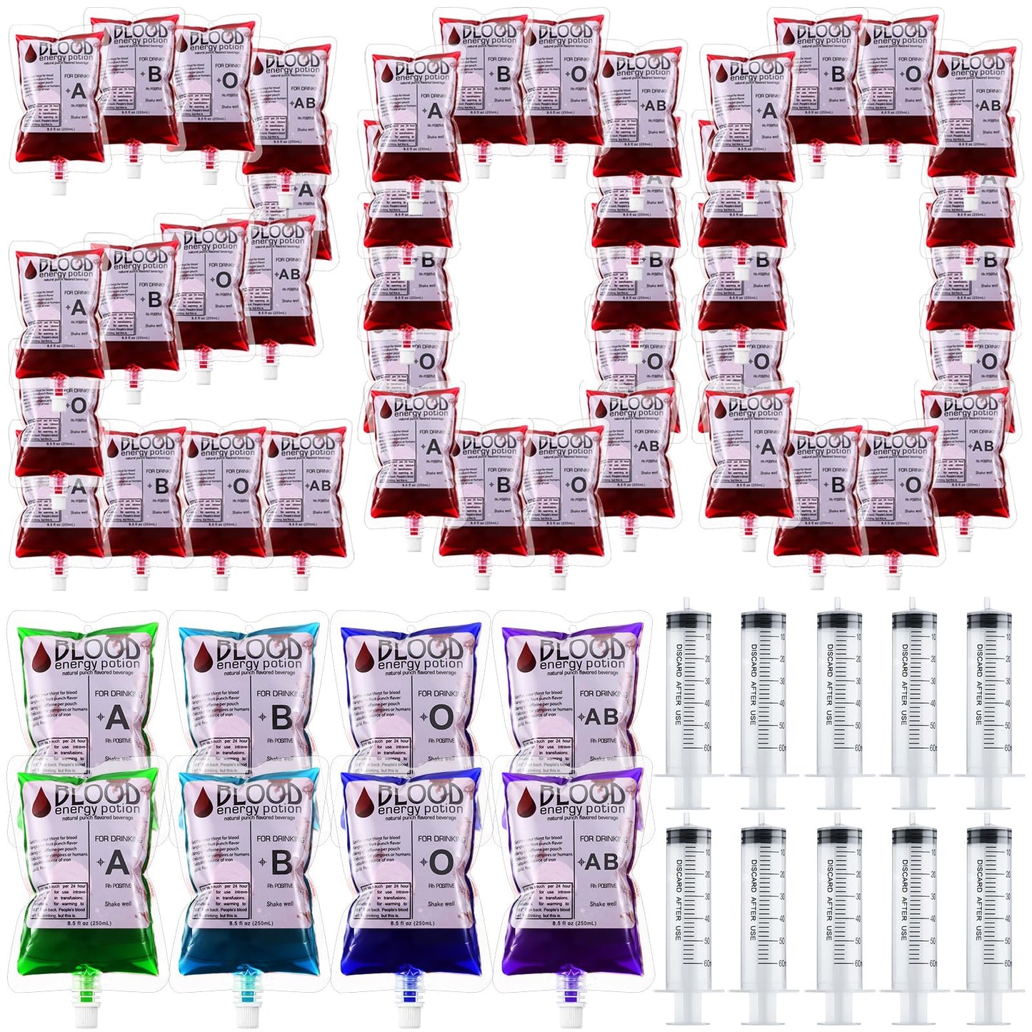 Nuenen 200 Pcs Halloween Blood Bags For Drinking, Vampire Party Drinking Pouches, Juice Puree Bag Reusable Energy Drink Containe