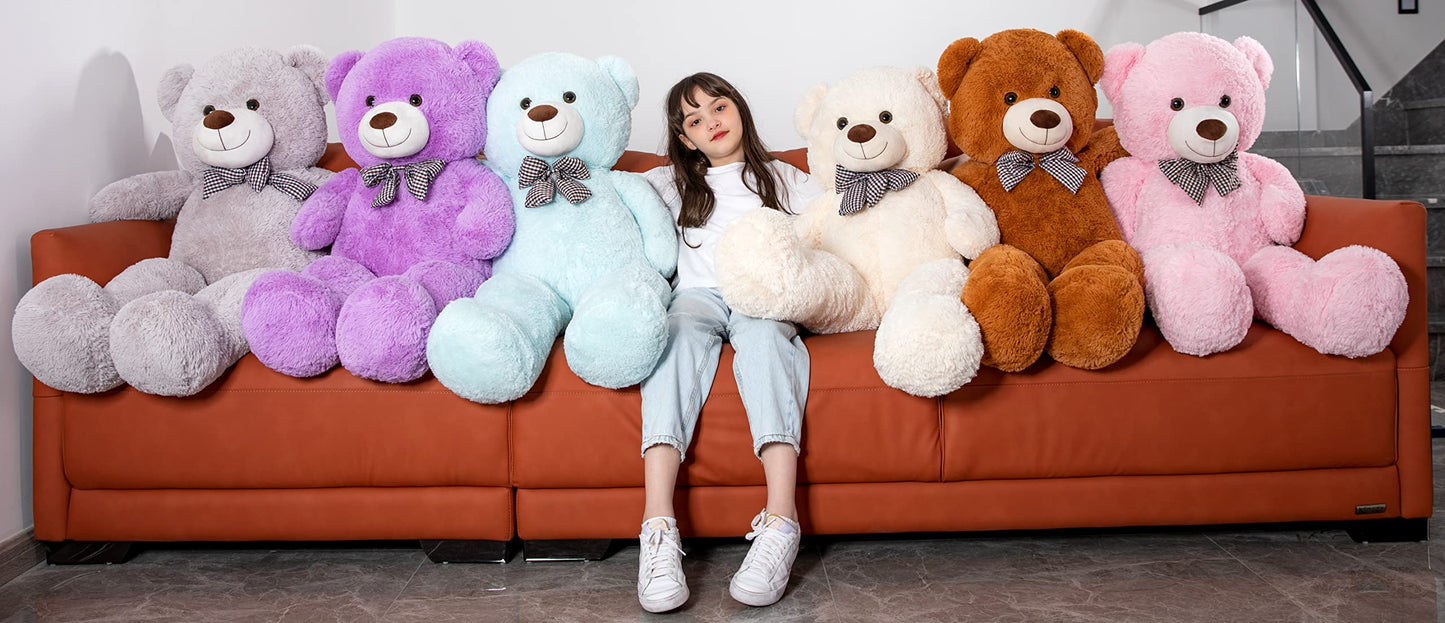 Morismos Giant Teddy Bear Stuffed Animals, Big Teddy Bear Plush Toy For Girlfriend Girls Christmas Valentine'S Day Birthday (Light Gray, 47 Inches)