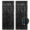 2 Pack 3.2ft x 8.2ft Black Tinsel Foil Fringe Curtain, Sparkle Metallic Foil Backdrop for Party Photo Booth Props New Years Eve