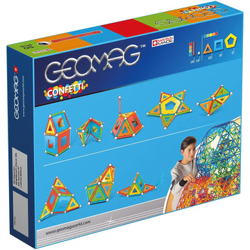 Geomag Magnetic Sticks And Balls Building Set, Magnet Toys For Stem, Creative, Educational Construction Play, Swiss-Made Innovation, Confetti 50 Piece Age 3+, Light Blue, Orange, Green, Red, Yellow