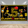 Construction 5Th Birthday Banner Decorations For Boys Kids, Dump Truck Construction Theme Five Birthday Party Supplies, Excavato