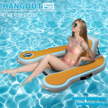 Inflatable Pool Floats mature-themed | 20-80Adjustable Backrest | Built-in Cup Holder | 12mm EVA Soft Foam | Mesh Seat Surface | Pool Lounger Float | Floating Chairs for Lakes Pools Boats | 1 Chair