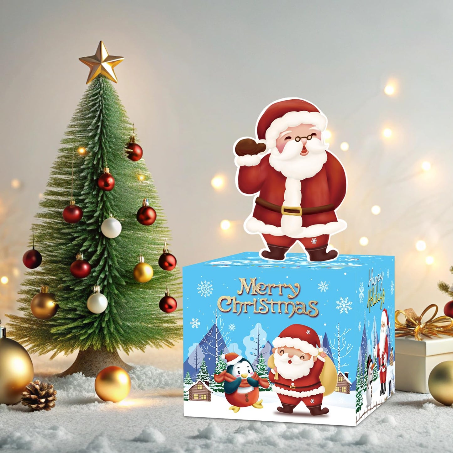 Meiidoshine Blue Christmas Money Boxes For Cash Gift Pull, Surprise Money Holder Cash Gift For Kids Adults, Diy Fun Cash Box For