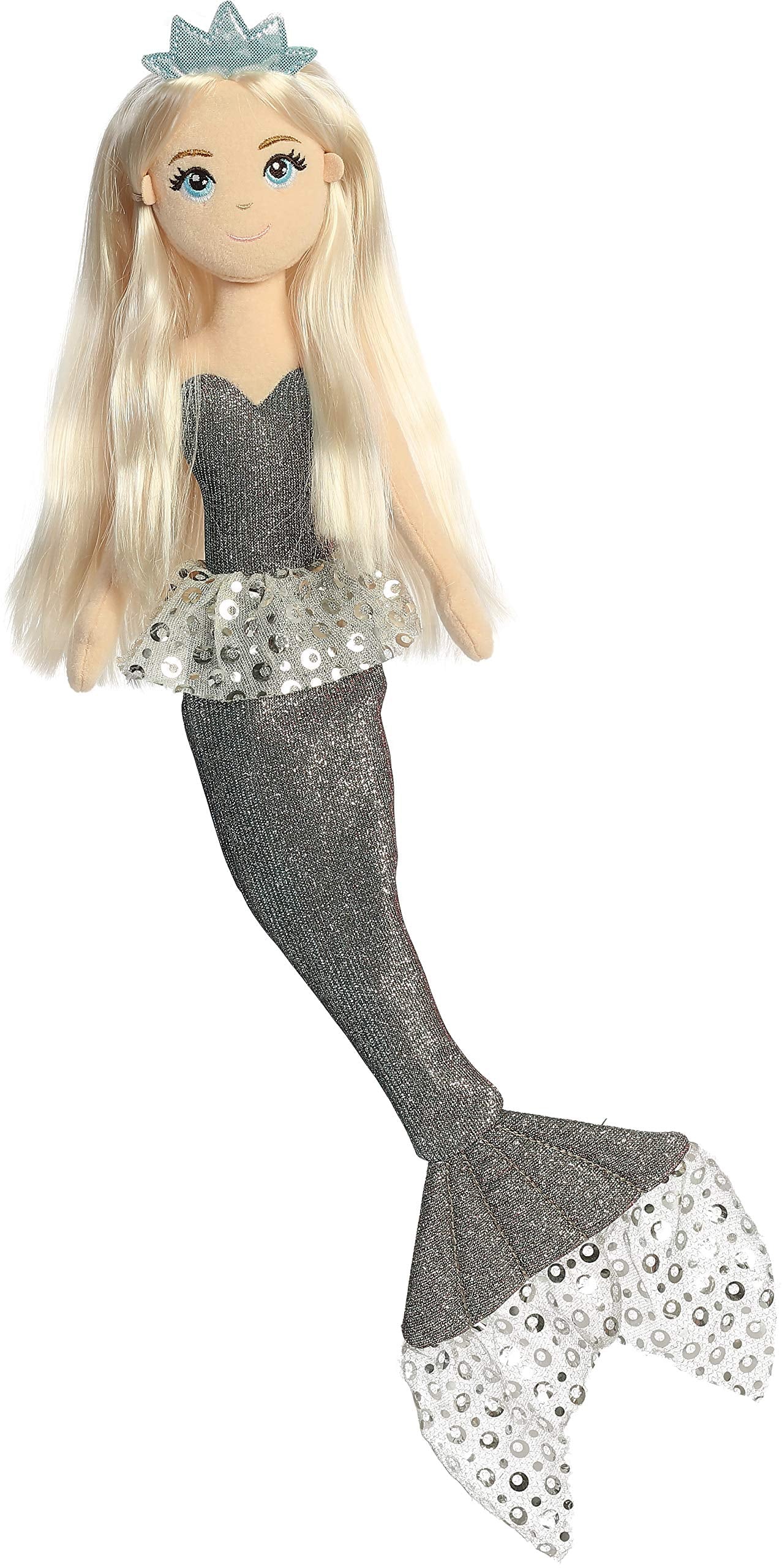 Aurora Luna Stuffed Animal - Gray 18" Celestial Sparkles - Polyester - Model 33320 - Imaginative Play Companion