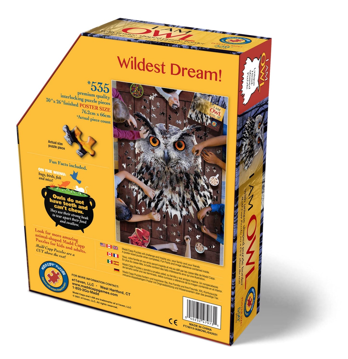 Madd Capp Puzzles - I Am Owl - 550 Pieces - Animal Shaped Jigsaw Puzzle