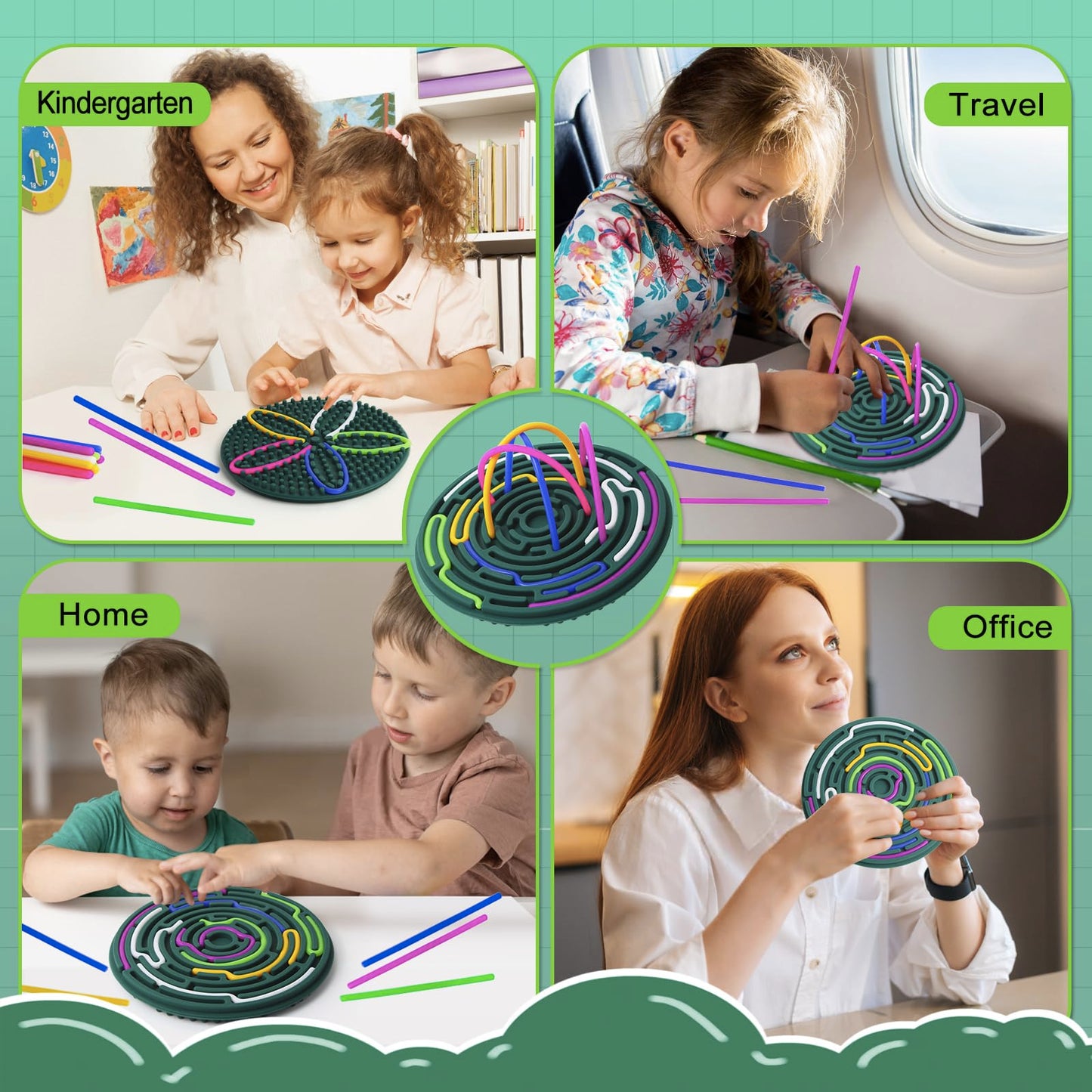 Push Peel Sensory Activity Board ,Labyrinthine Silicone Fidget Toy For Stress Anxiety Autistic Adhd, Calm Down Travel Toys For K