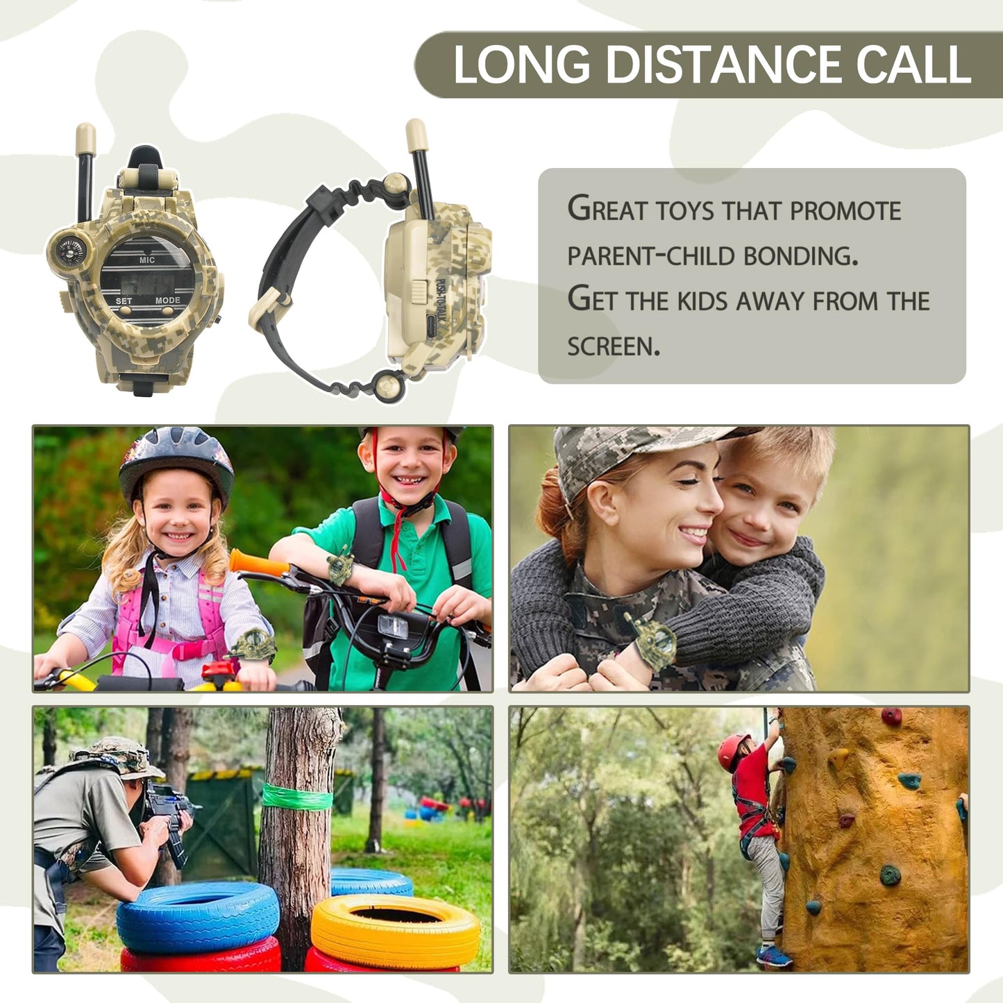 Cxjoigxi Walkie Talkies For Kids Rechargeable, Spy Watch Army Toys, 7 In 1 Walkie Talkie Watches With Flashlight, Two-Way Radios