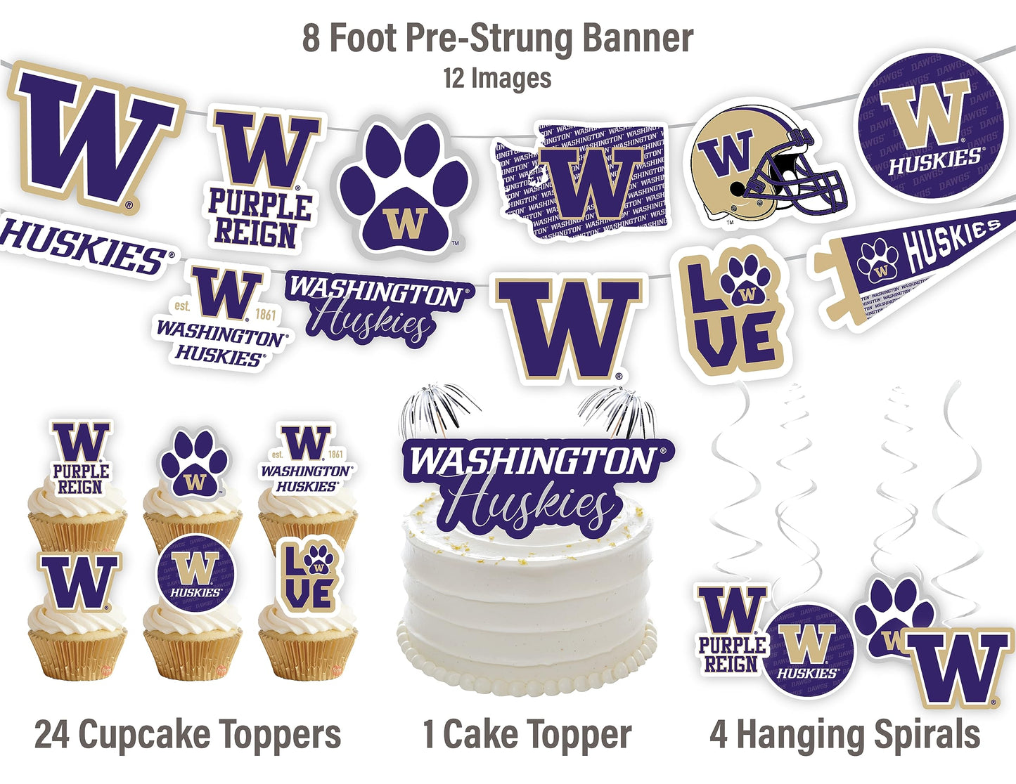 Washington Party Supplies (42 Pieces) For Universityof Washington Graduation, Tailgating And Birthday Party Decorations With Uw