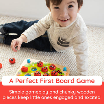 Fat Brain Toys Ladybug's Garden Memory Game, Wooden Matching Game for Kids, Medium, Multicolor, Model TY170