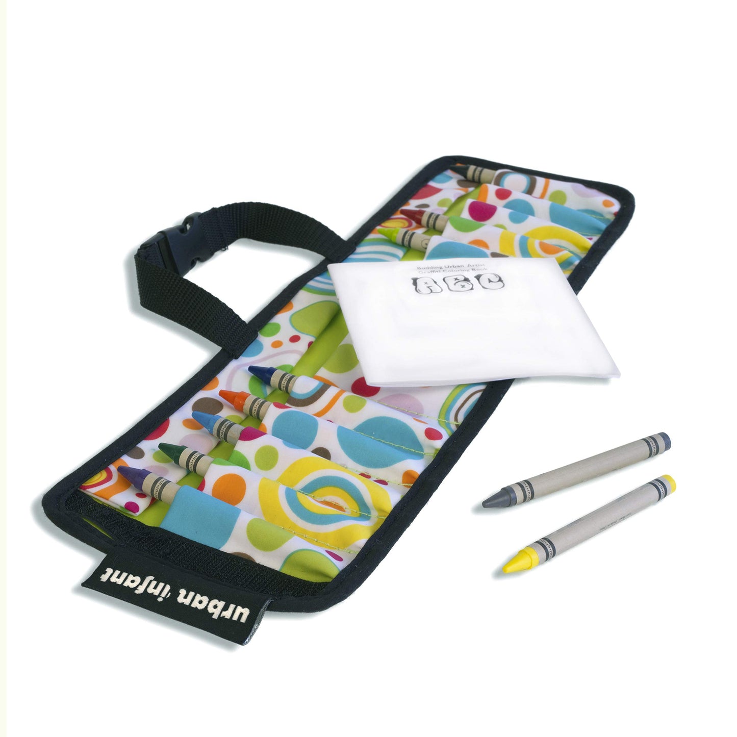 Urban Infant Kids Crayon Travel Case Carrier – Comes With Set Of 10 Non-Toxic Crayons And Draw Booklet – Toddler Activity – Easy Wallet-Style Close And Clipping Handles - Planet