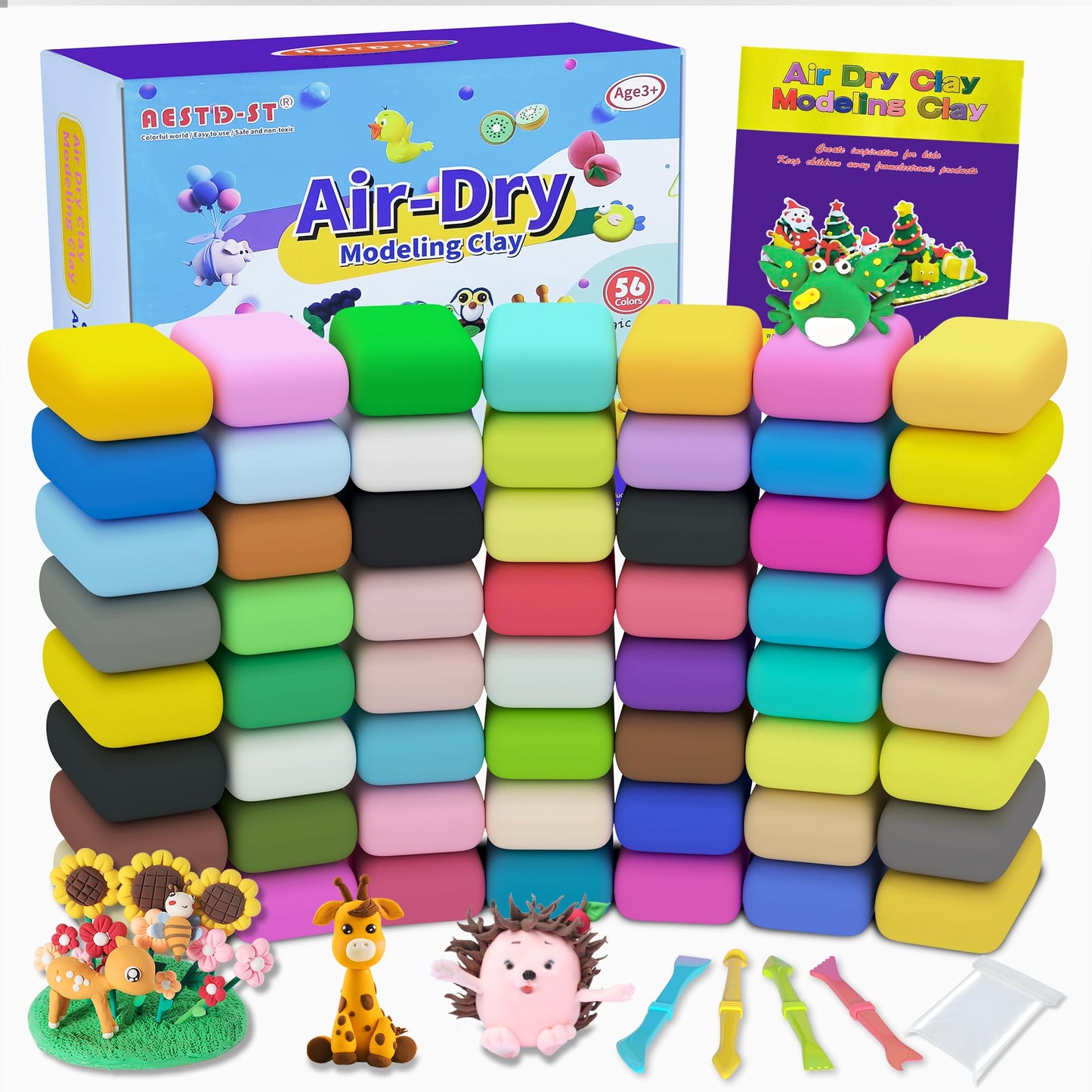 Air Dry Clay 56 Colors, Modeling Clay For Kids, Diy Model Magic Clay, Molding Clay Kit With Sculpting Tools, Non-Sticky Soft And