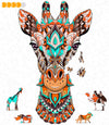 Hodslen Woods - Animal Wooden Jigsaw Puzzles for Kids (12+ Years) mature-themed Teens Family; Animal Majestic Shaped Natural Wood Puzzle Expert Level 9x15.3 in. (23x39 cm) 130 pcs L - Size - Giraffe