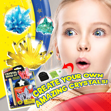 JA-RU Kids Science Kit Crystal Grow Kit (3 Crystal Kits) DIY Stem Learning Toys Grow Crystals Kit for Kids Growing Gemstone & Cr