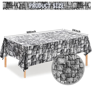 Stone Wall Tablecloths, Halloween Table Covers Brick Wall Decorations Disposable Plastic Medieval Castle Themed Brick Stone Table Cloth For Halloween Birthday Party Supplies, 108 X 54 Inches(4 Pack)