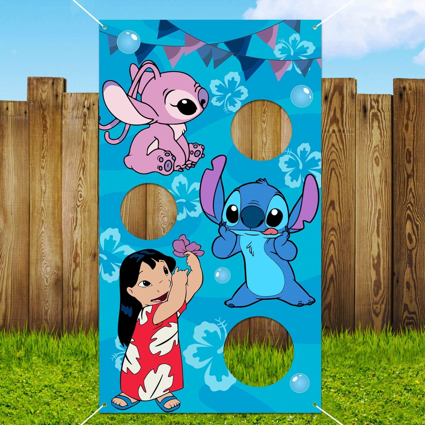 Stitch Party Supplies Stitch Toss Games with 4 Bean Bags Set Party Games Hanging Banner Outdoor tossing Game for Boys Girls Stitch Party Activities Decorations Gifts