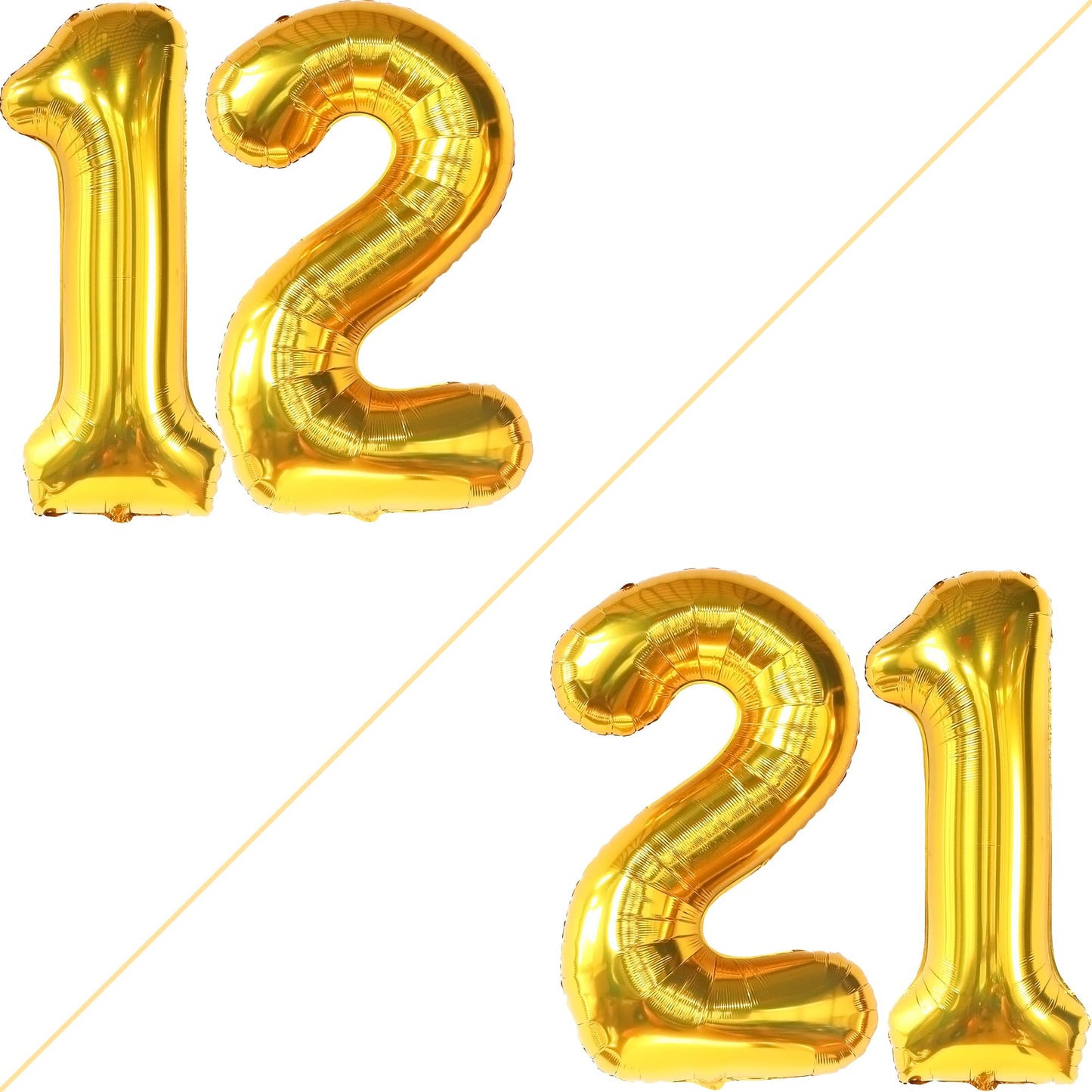 Katchon, Big Gold 12 Balloon Number - 40 Inch | 12 Number Balloons, 12Th Birthday Decorations Boy | Gold 12 Balloons For Golden Birthday Decorations For Girls 12 | Number 12 Balloons For Birthdays