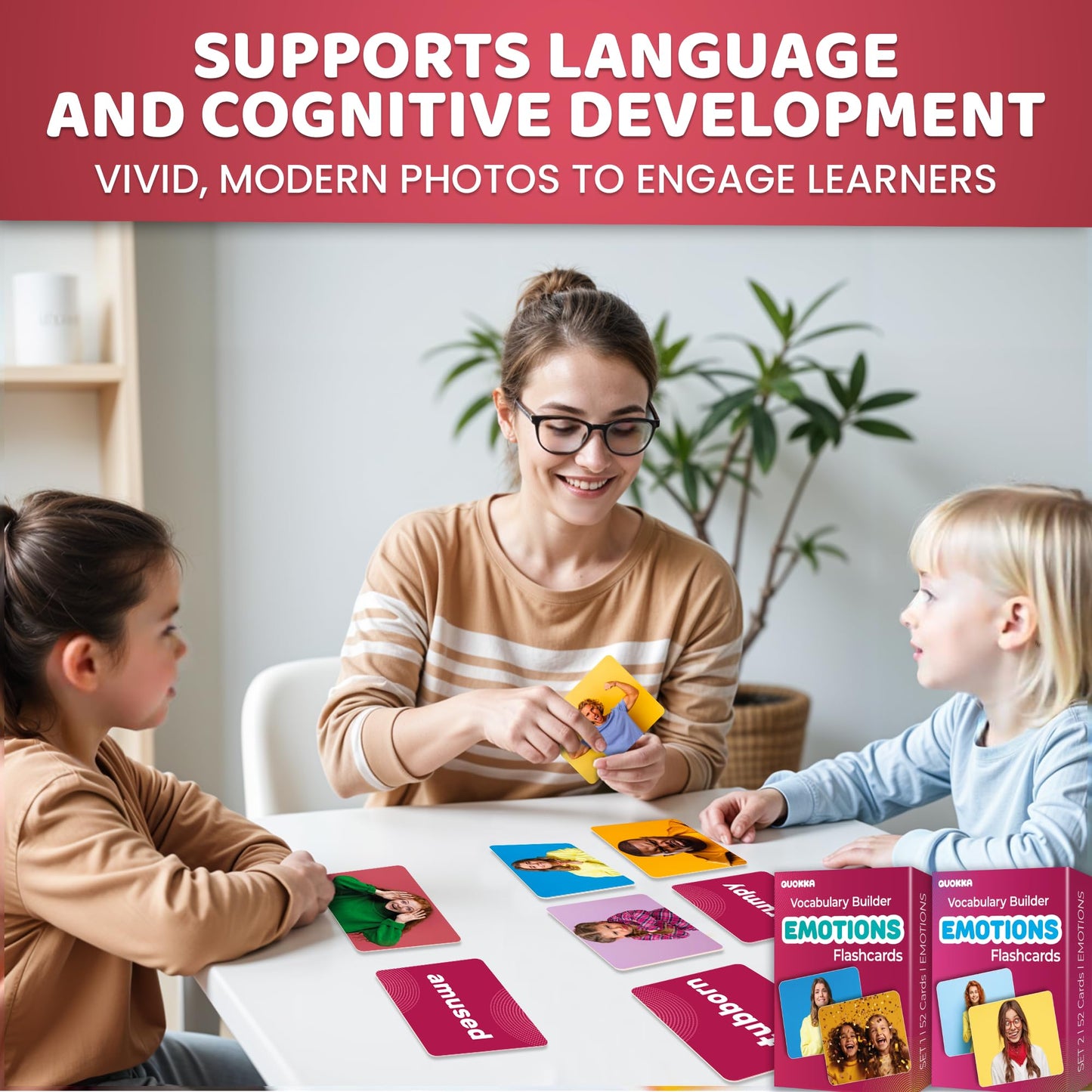 Quokka 104 Flash Cards For Kids And Adults - Real-Life Large Preschool Flash Cards For Speech Therapy, Aba Therapy, Esl Teaching, Early Childhood Education, Emotions Vocabulary Building Cards