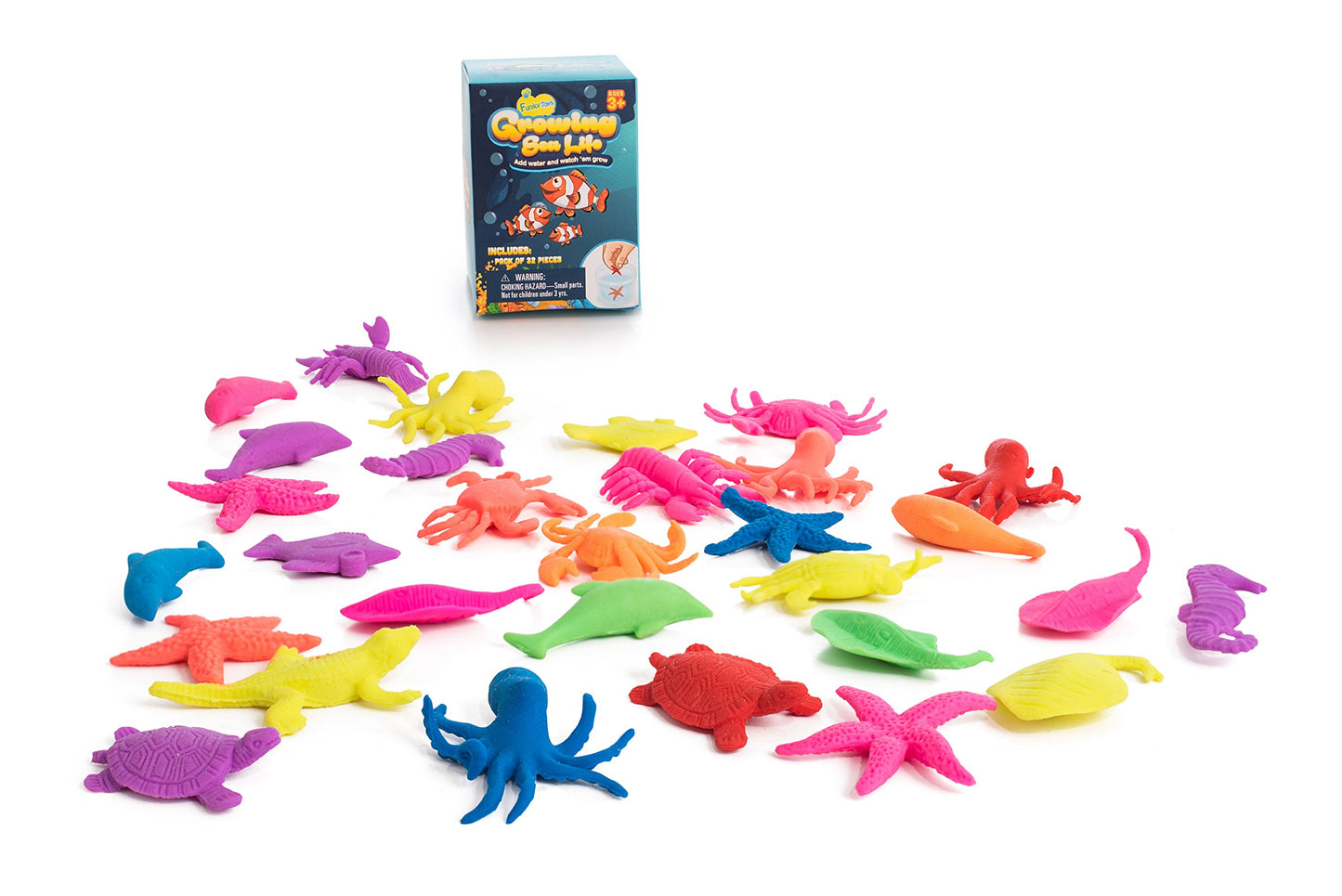 Ipidipi Toys Water Growing Sea Creatures For Kids - Growing Animals In Water - Ocean Themed Under The Sea Party Favors, Birthday Goodie Bag Fillers, Piñata Stuffers, School Prize Box Toys - Pack Of 32