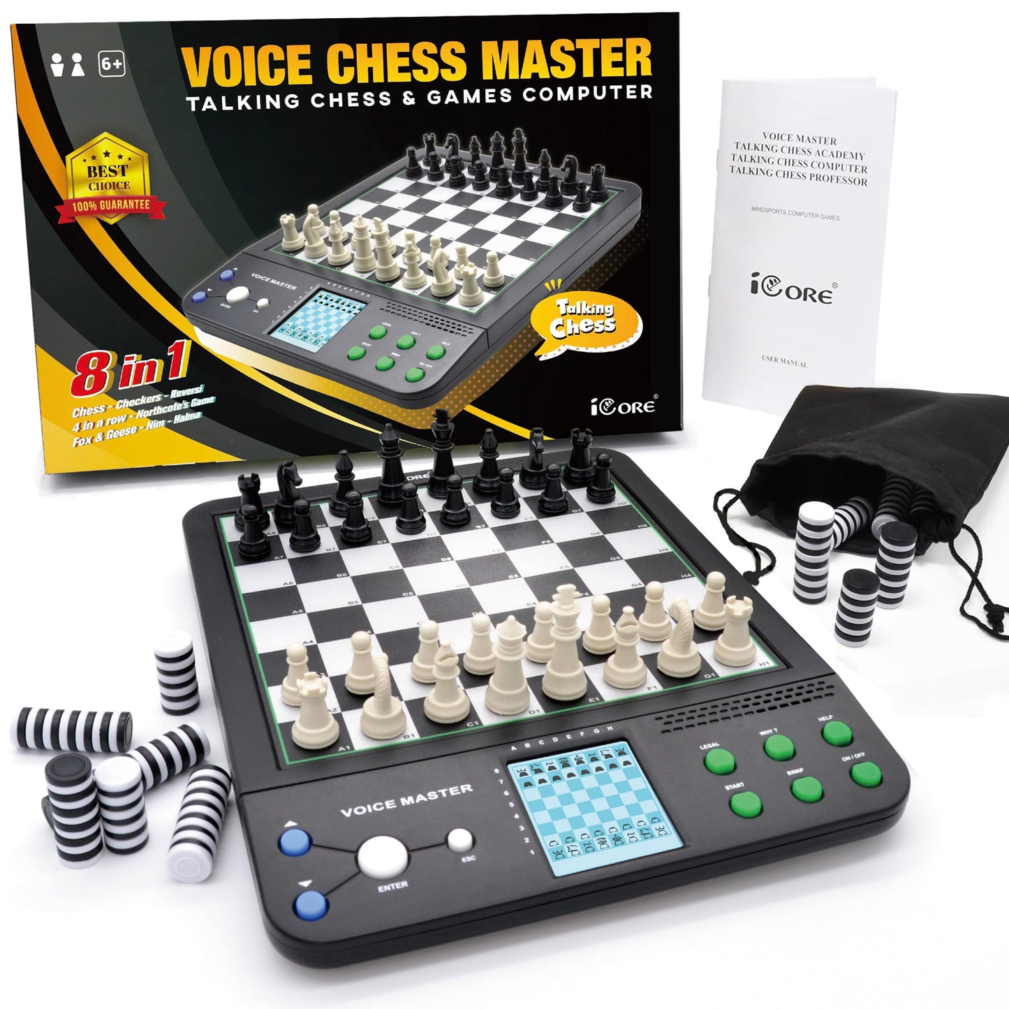 Icore Electronic Chess Set - Teach And Play With The Smart Chess Computer Game Board - Ideal For Beginners And Improving Players