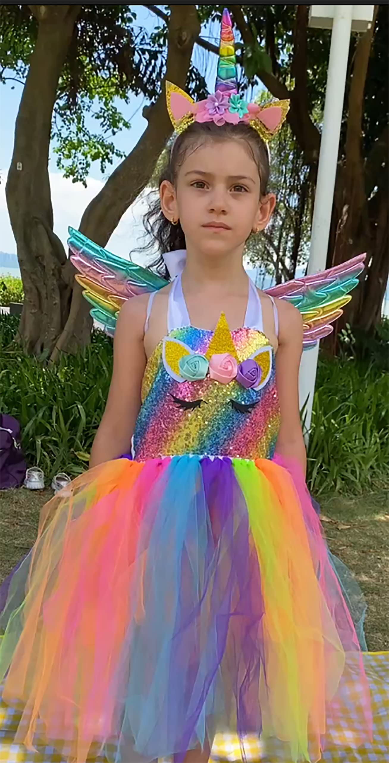Davsolly Unicorn Costume For Girls Led Light Up Unicorn Princess Tutu Outfit For Halloween Dress Up Birthday Christmas Gifts