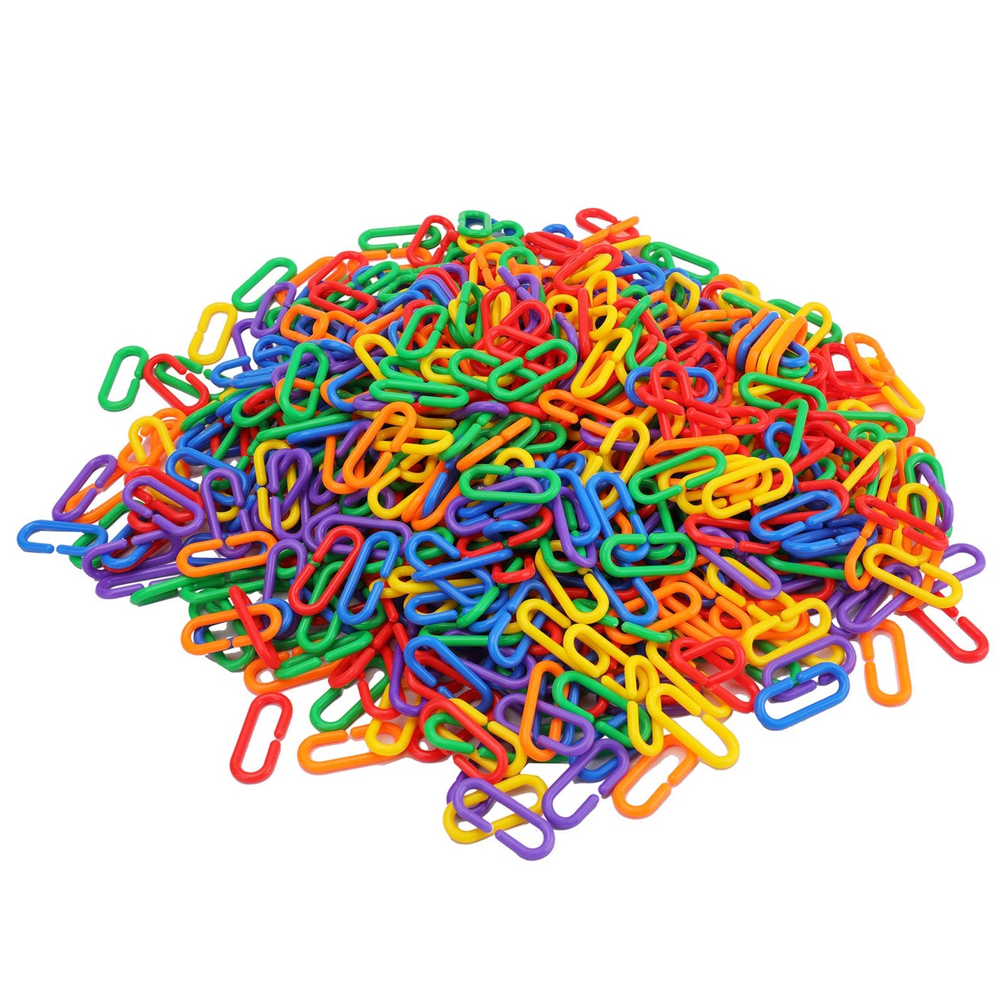 Suwimut 1000 Pieces Plastic C-Clip Hooks Chain Links, Interchangeable Rainbow C-Links Kids Learning Toys For Classroom Preschool, Sugar Glider Swing Climbing Cage Toys For Small Pet Rat Parrot Bird
