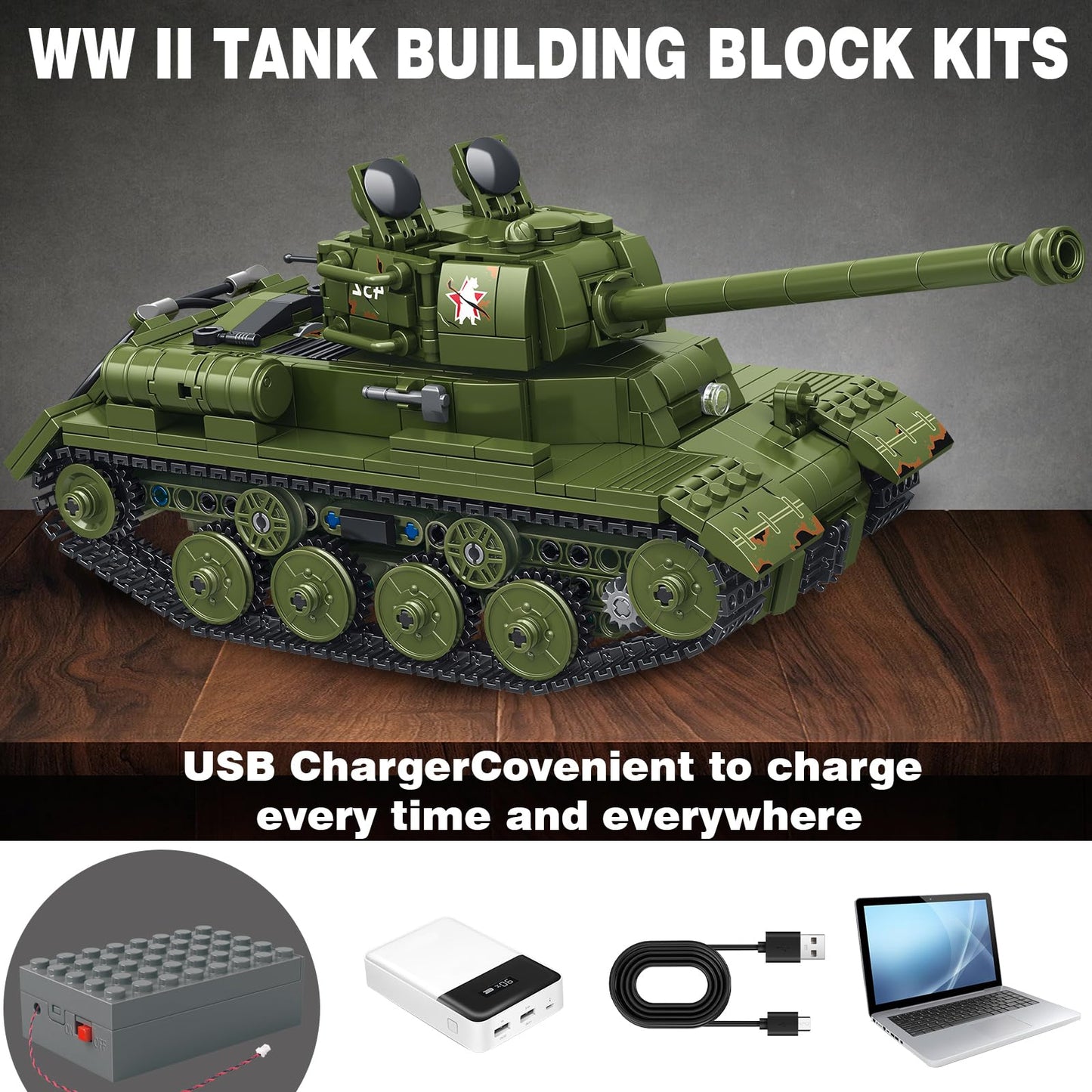 Bestmoment Military Js-2 Rc Tank Building Toys -928 Pcs Ww2 Army Military Toys Building Blocks For Adults, World Of Tanks Buildi