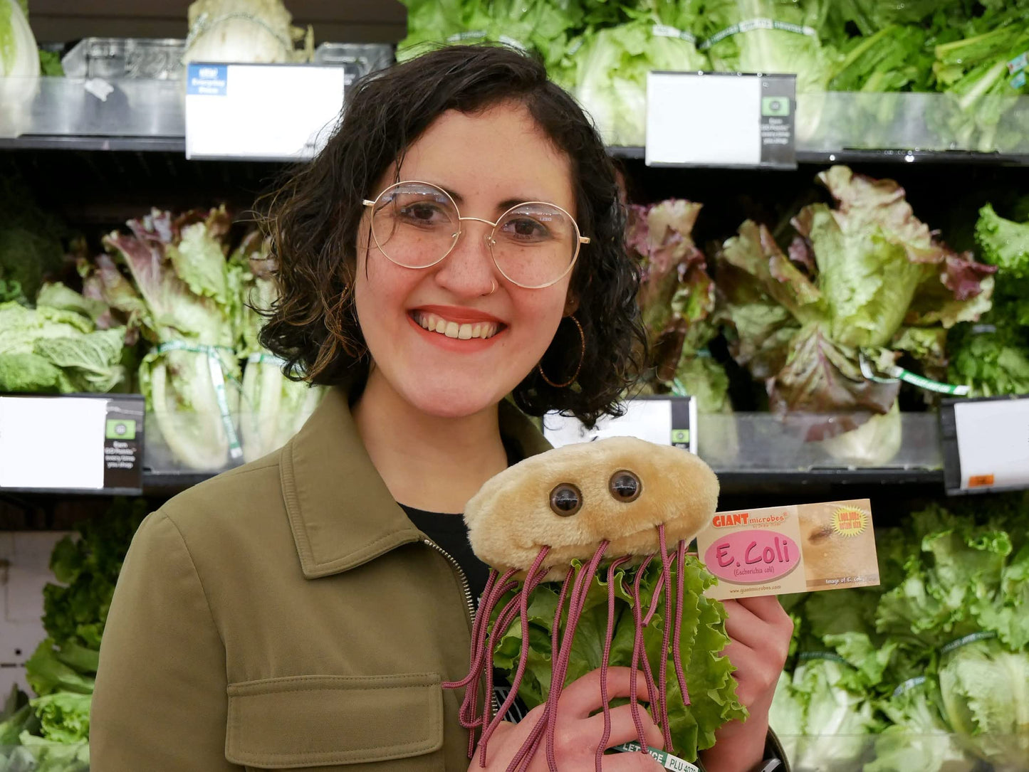 GIANTMICROBES E. Coli Plush Toy - Green, Soft Plush Material - Educational Gift for Families, Teachers, and Students - Model FBA_GMUS-PD-0220