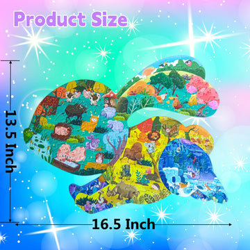 Puzzles For Kids Ages 4-6-8,120 Piece Jigsaw Puzzles Rabbit Shaped Learning Educational Toys Gifts For Boys Girl Age 4 5 6 8 Birthday Halloween Christmas Party Favors