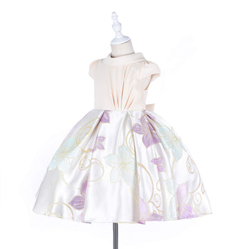 Cosplay Life Elegant Flower Dress for Girls Young mature-themed Fashion Bow Flower Waistline Kids Party Festival Ages 5-9 Years Old (Pink 5yrs)