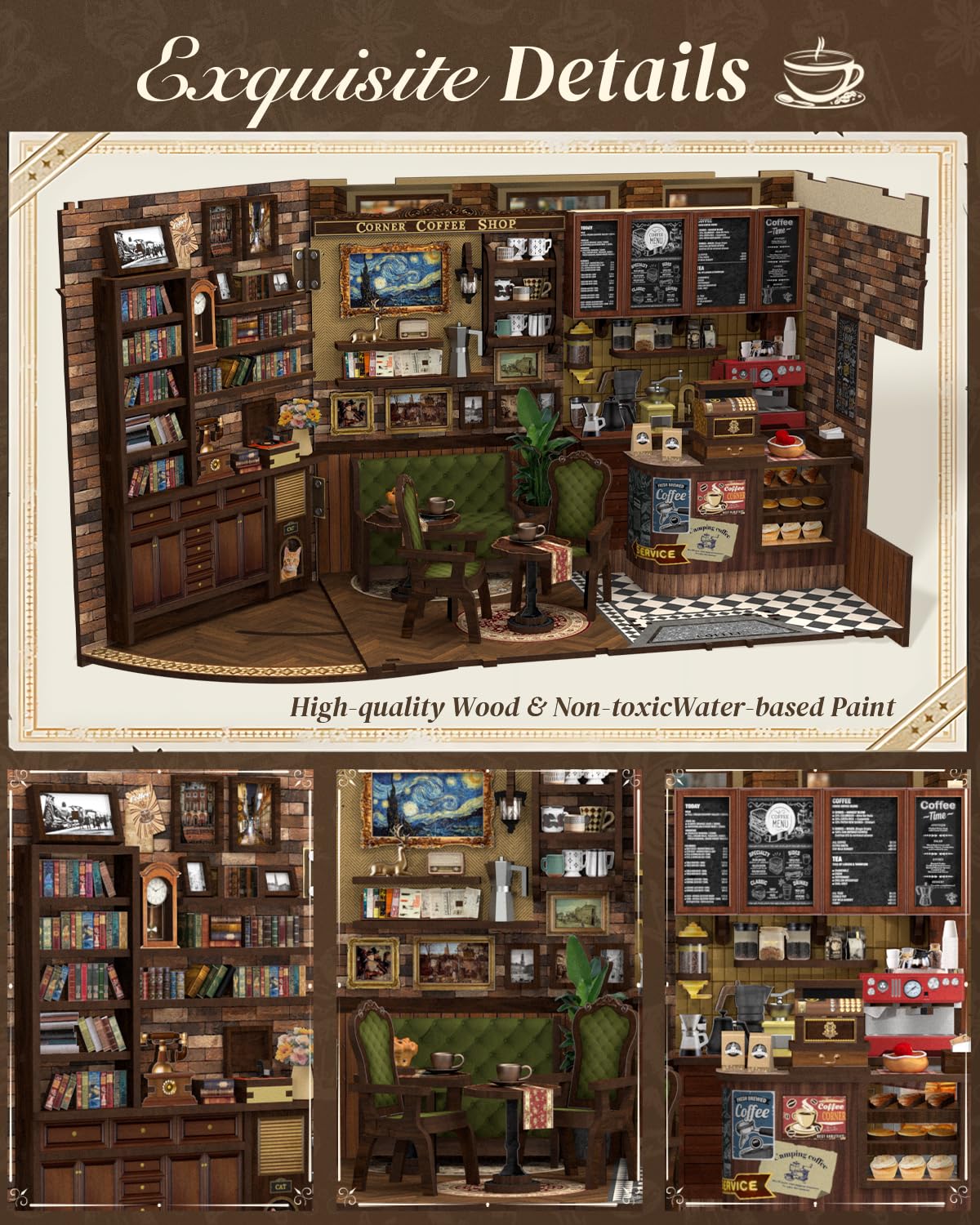 Cutefun Book Nook Kit, Diy Miniature Dollhouse Booknook Kit For Adults And Teens, Tiny House Bookshelf Insert Decor With Led Lig