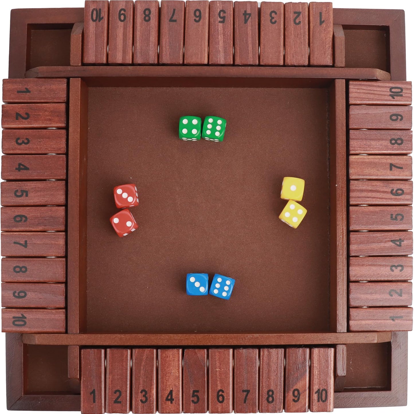 Merrypony Shut The Box Game Wooden 4 Player, 12 Inch Close The Box Game Wooden Board Games With 12 Dice, Table Math Games Number