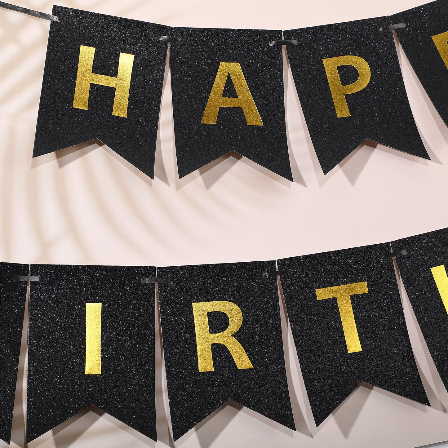 Happy Birthday Banner With Shiny Letters Glitter Happy Birthday Banner Shiny Birthday Hanging Signs Birthday Party Supplies (Bla