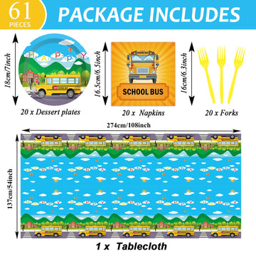 School Bus Birthday Party Supplies Back To School Decorations School Bus Theme Party Tableware Includes Plates Napkins Fork And