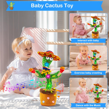 Ayeboovi Dancing Talking Cactus Baby Toy, Mimicking Recording Toy Repeats What You Say (Talking Adjust Volume Cactus)