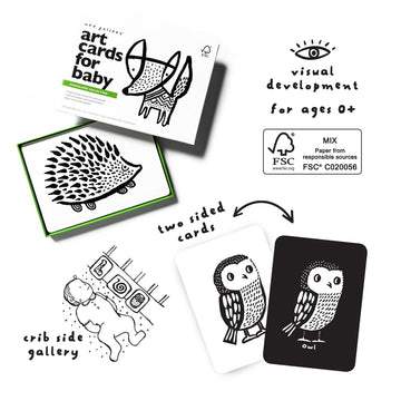 Wee Gallery Black And White Art Flash Cards For Babies, High Contrast Educational Animal Picture Cards, Baby Visual Stimulation, Brain And Memory Development In Infants And Toddlers - Woodland Animals