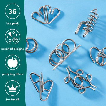 THE TWIDDLERS 36 Metal Brain Teaser Puzzles - Disentanglement Mind Teasers for Kids & Adults, 4 Levels, Educational Gift, Model PT146