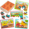 B. Toys- Pack O' Puzzles - Trucks- Wooden Puzzle Set – 4 Truck Puzzles – Car Carrier, Loader, Excavator, Dump Truck – 12-Piece Jigsaw Puzzles For Kids – 3 Years +