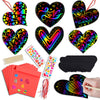 Natonhi 36 Pack Valentines Day Gifts Card for Kids,Heart Rainbow Scratch Art Paper Valentine Crafts for Kids Party Favors Classr