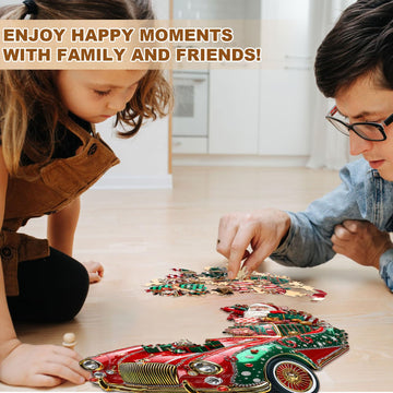 Jigfoxy Wooden Puzzle for mature-themeds Crazy Christmas Jigsaw Puzzles for mature-themed Unique Animal Shape Wood Cut Puzzles Christmas Thanksgiving Gifts for Friends Family (M-11.4 * 9.9in-145pcs)