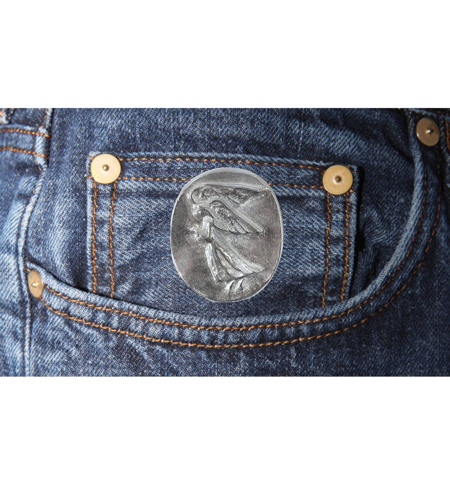 Earth Therapy Guardian Pocket Angel Coin With Serenity Prayer Card - Token Charm For Wallet Or Car - Sourced