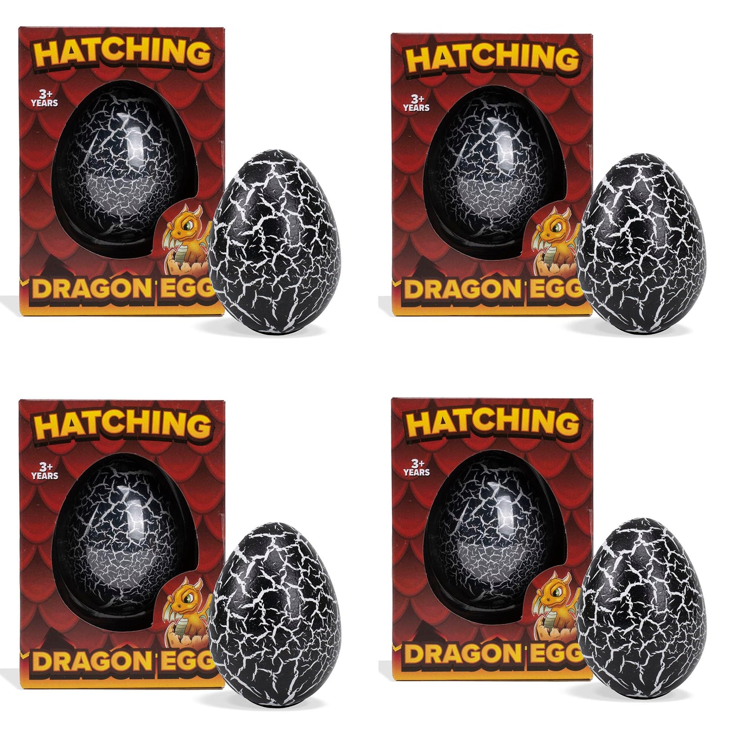 Class Collections Surprise Growing Dragon Hatch Egg Kids Novelty Toy - Pack Of 4, Black