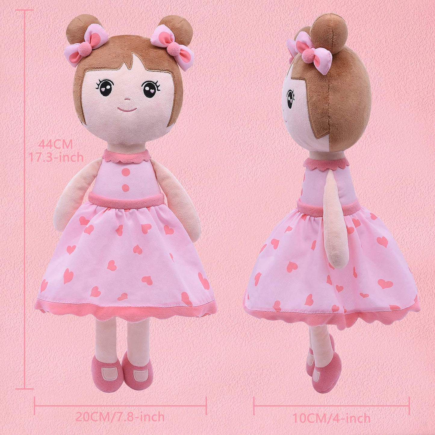 Conzy Stuffed Baby Doll Gifts For Girl 44Cm Super Soft Buddy Cuddly Baby Girl Plush Toy Gifts Wtih Gift Bag 17.3 Inches In Stand