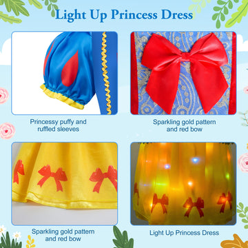 Meland Princess Dress - Light Up Princess Dress Up Clothes For Girls 3-8 Princess Costumes For Girls Toddlers Birthday Gift (9-1