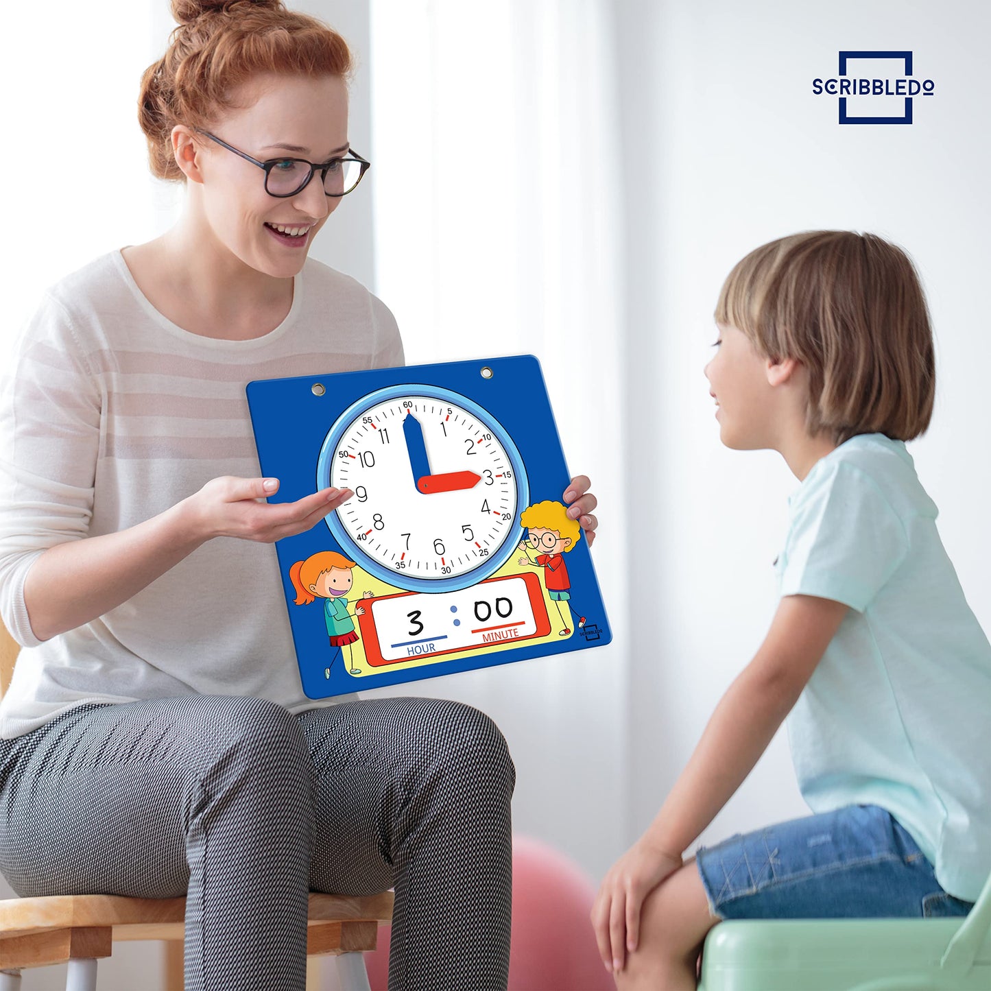 Scribbledo Writable Dry Erase Learning Clock For Kids Write & Wipe Demonstration Clock For Kids Learning To Tell Time Classrooms